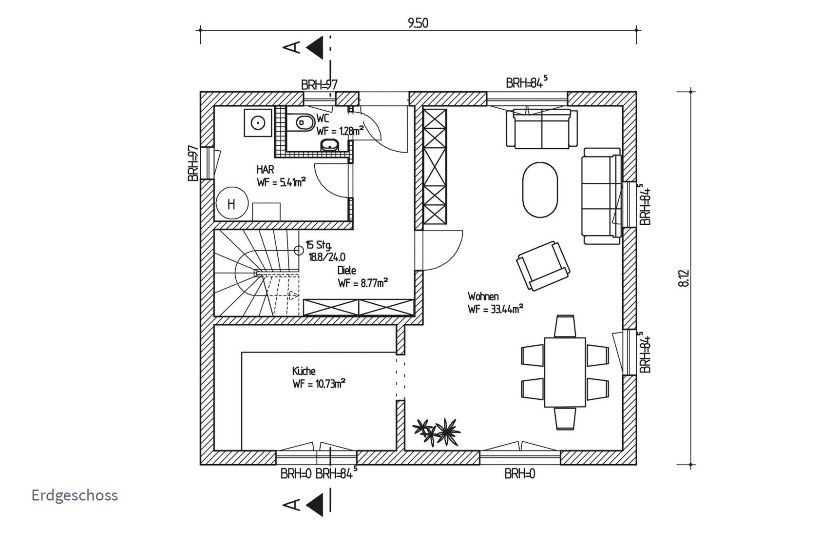 Typenhaus Acrux - ALG Massivhaus Projektbau GmbH Grundriss EG
