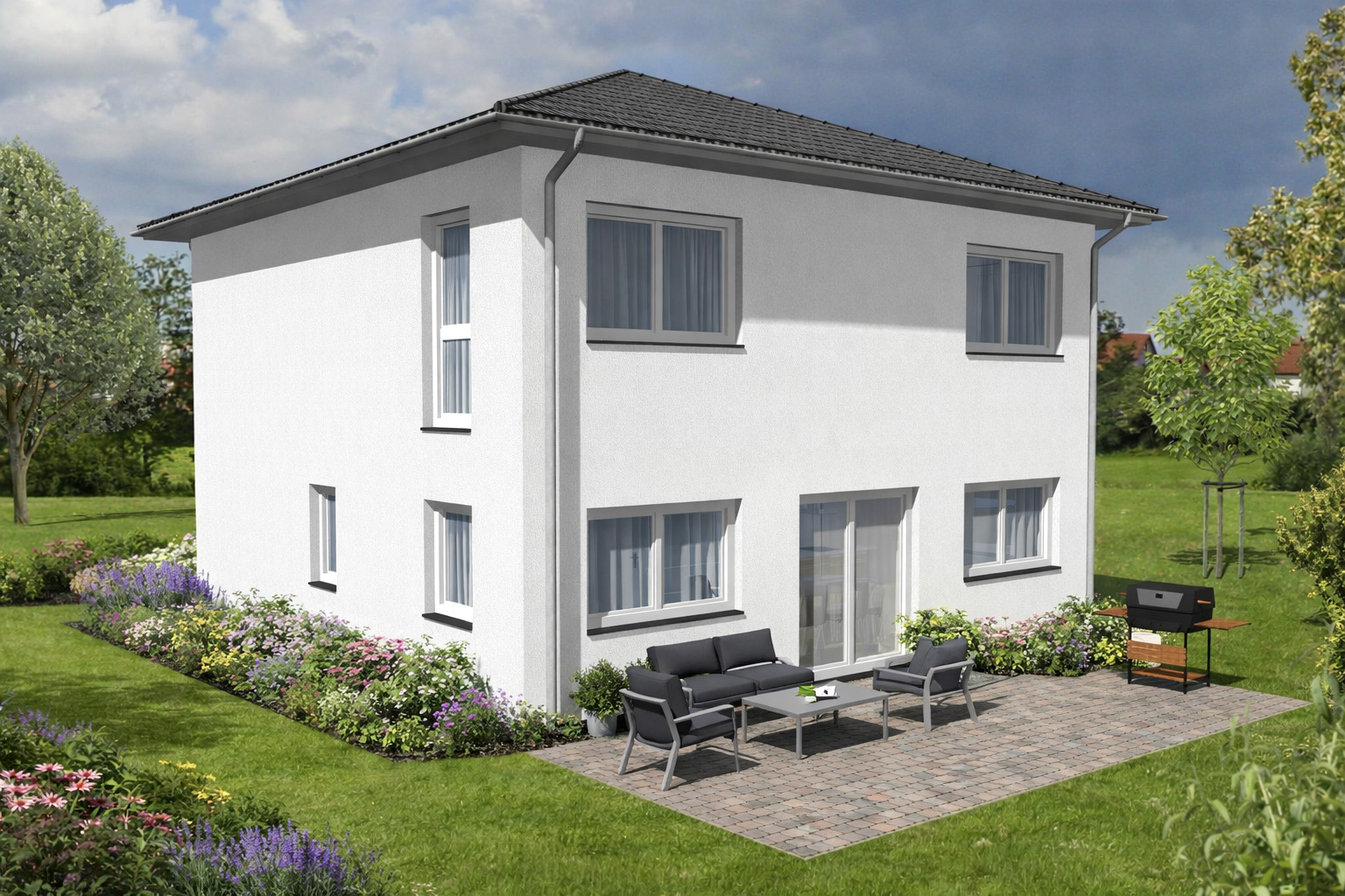 AGL Massivhaus Projektbau Lerna Visu Garten 